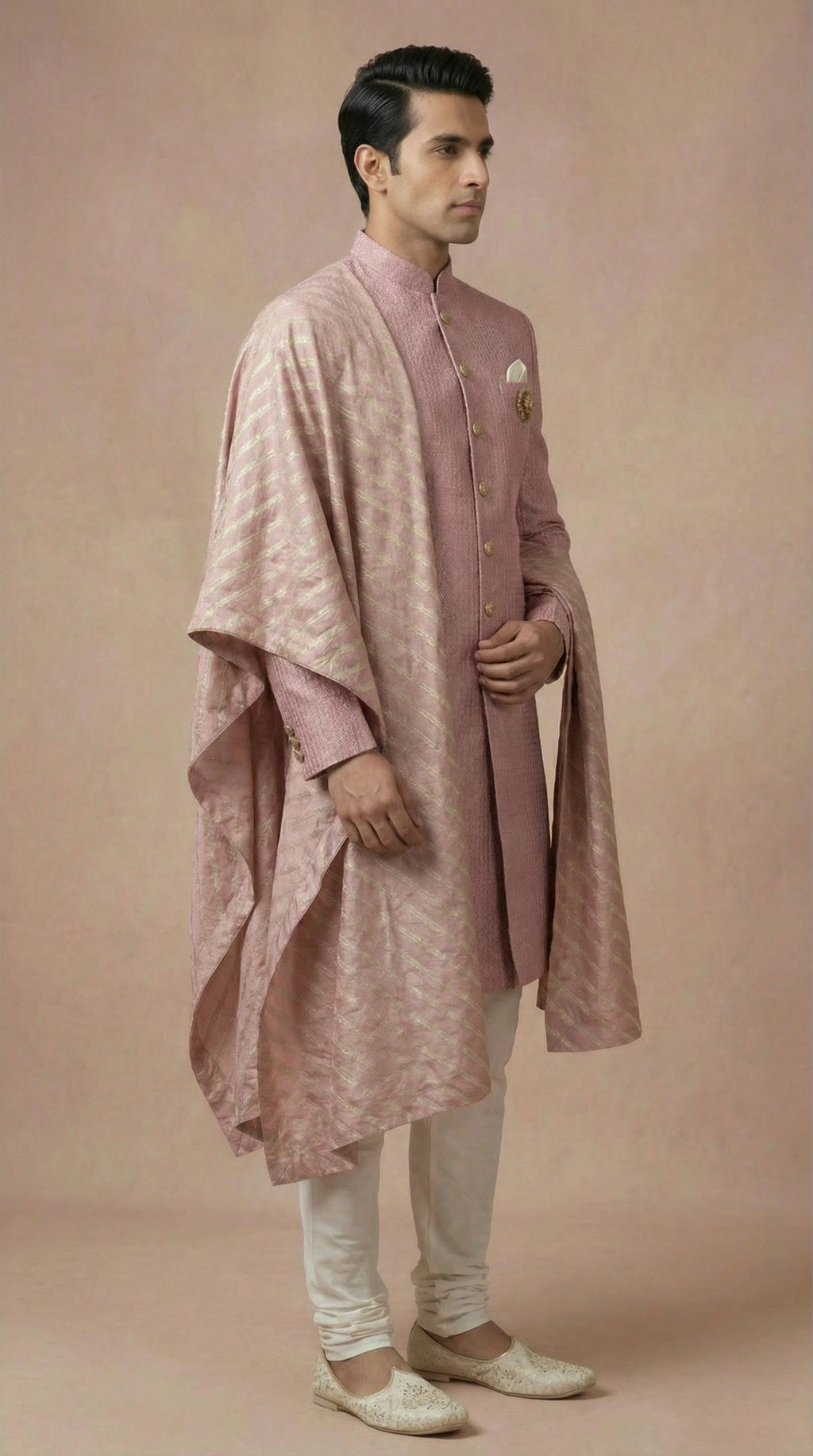 Blush Pink Indo-Western Sherwani for Men | Dresswala NX