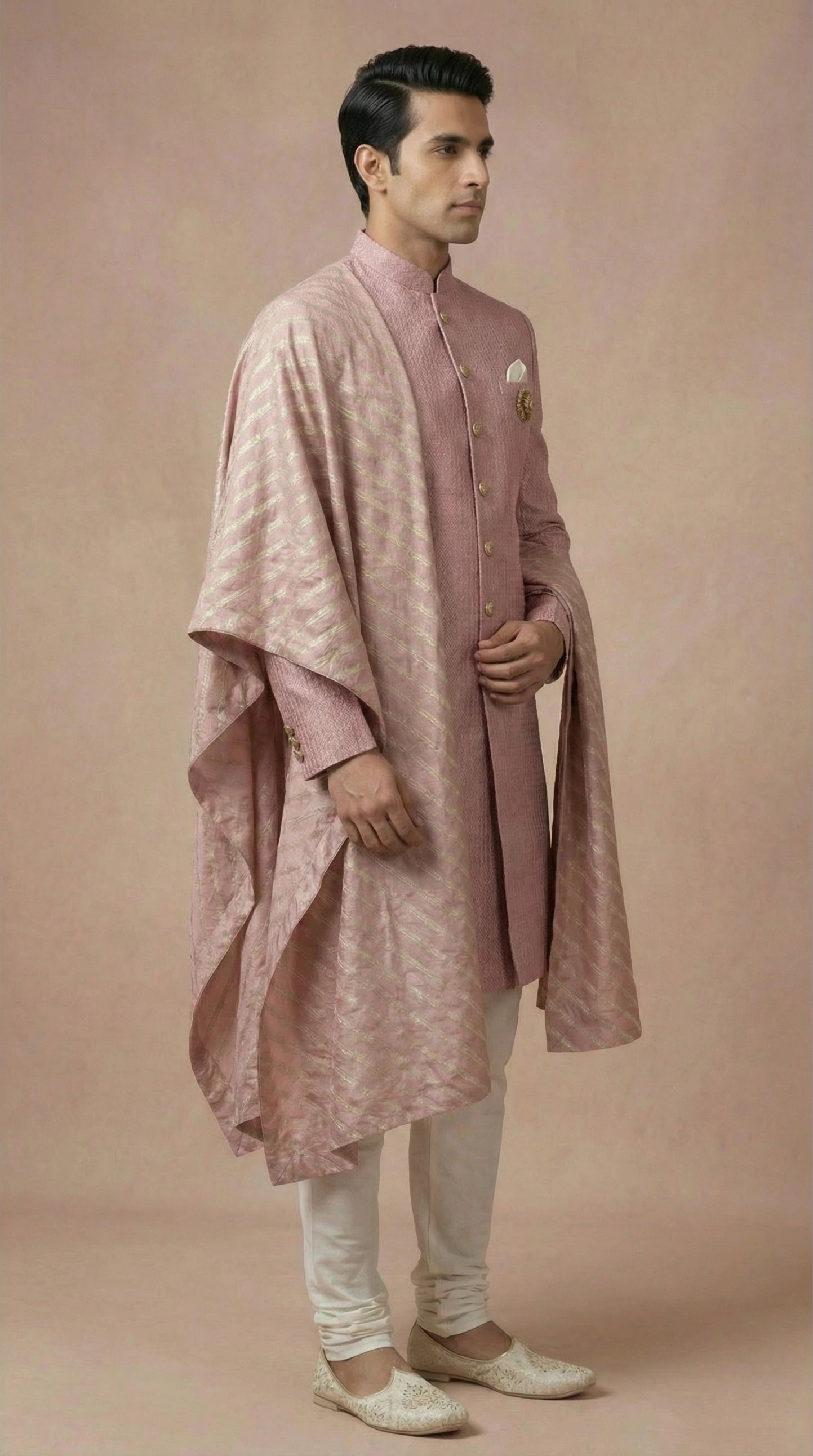 Blush Pink Indo-Western Sherwani for Men | Dresswala NX