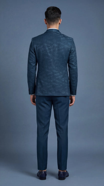 Men’s Teal Blue Textured Tuxedo Suit | Dresswala NX