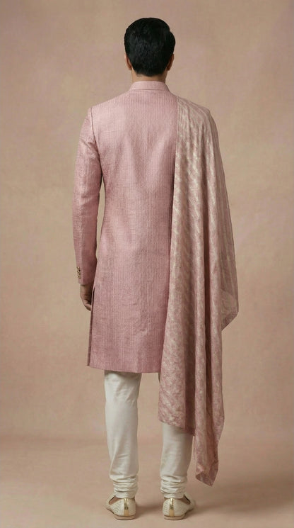 Blush Pink Indo-Western Sherwani for Men | Dresswala NX