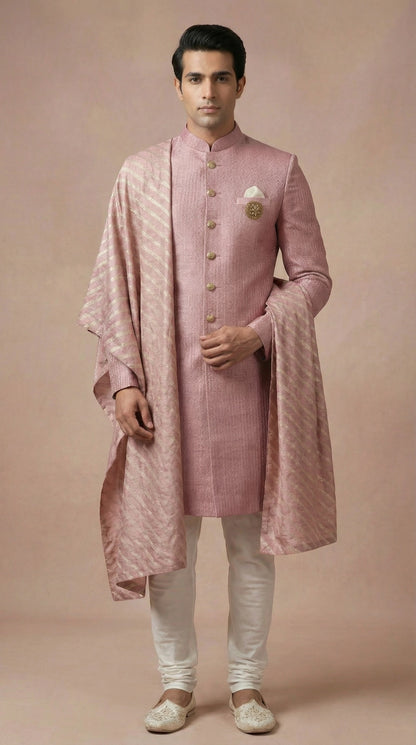 Blush Pink Indo-Western Sherwani for Men | Dresswala NX