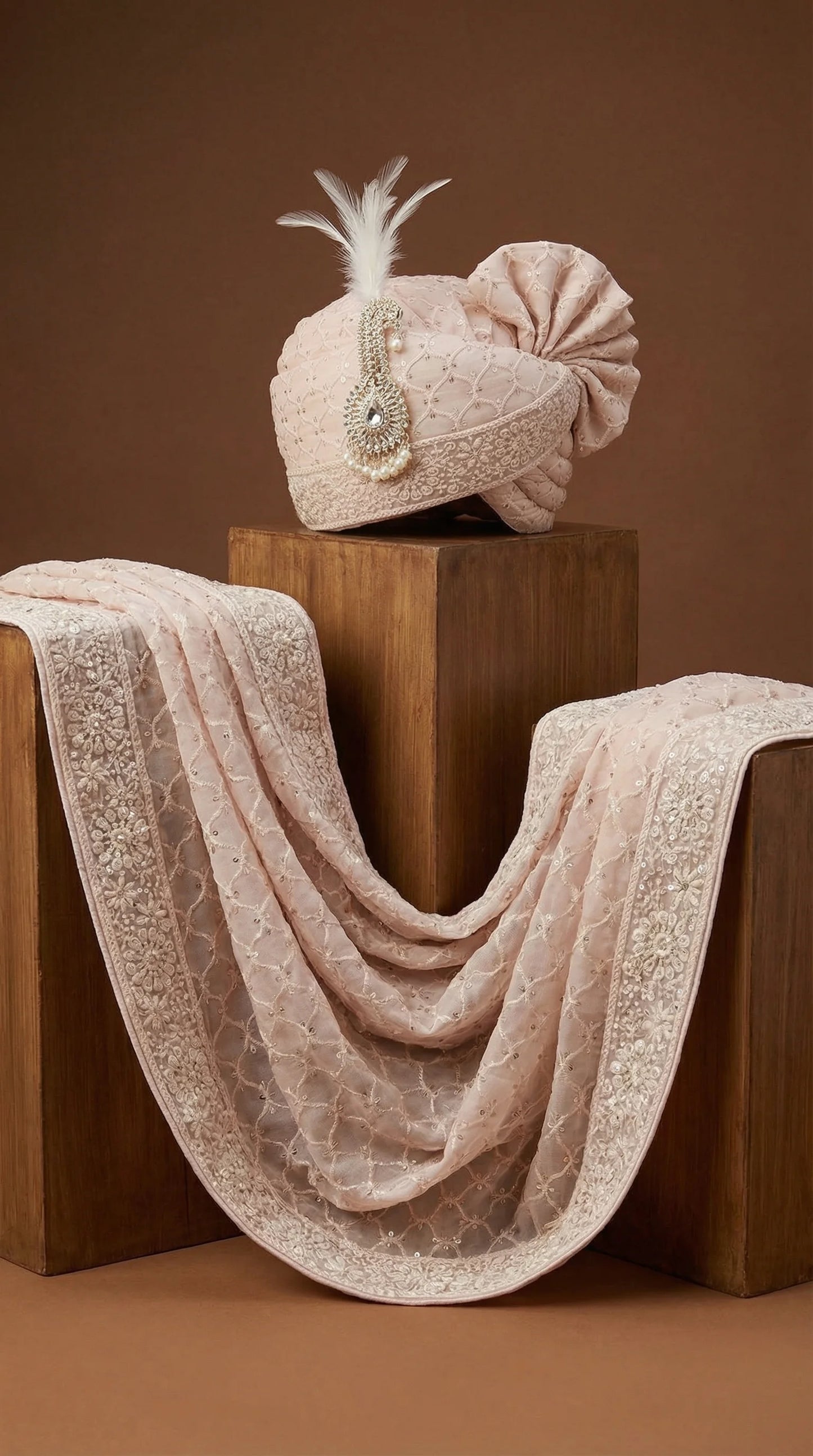 Blush Groom Safa for Men | Luxury Wedding Pagdi – Dresswala NX