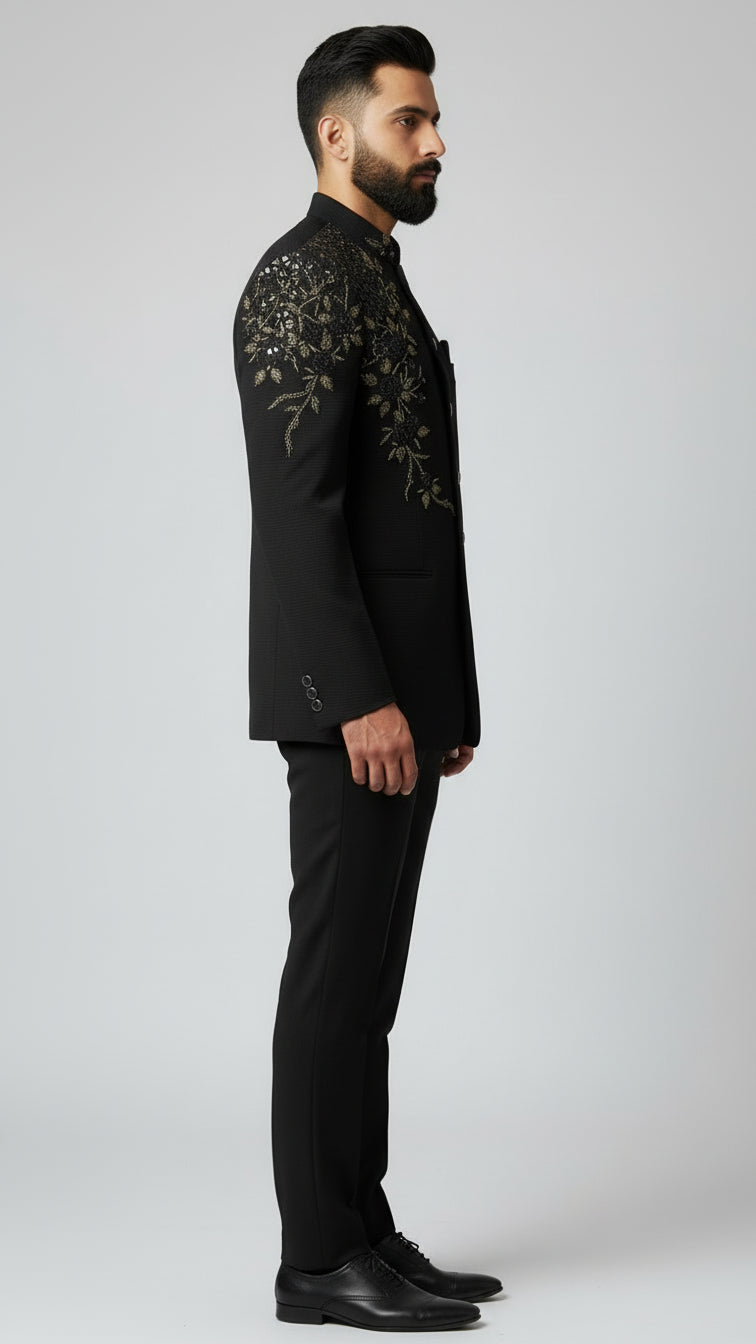 Designer Black Jodhpuri Bandhgala Set | Dresswala NX