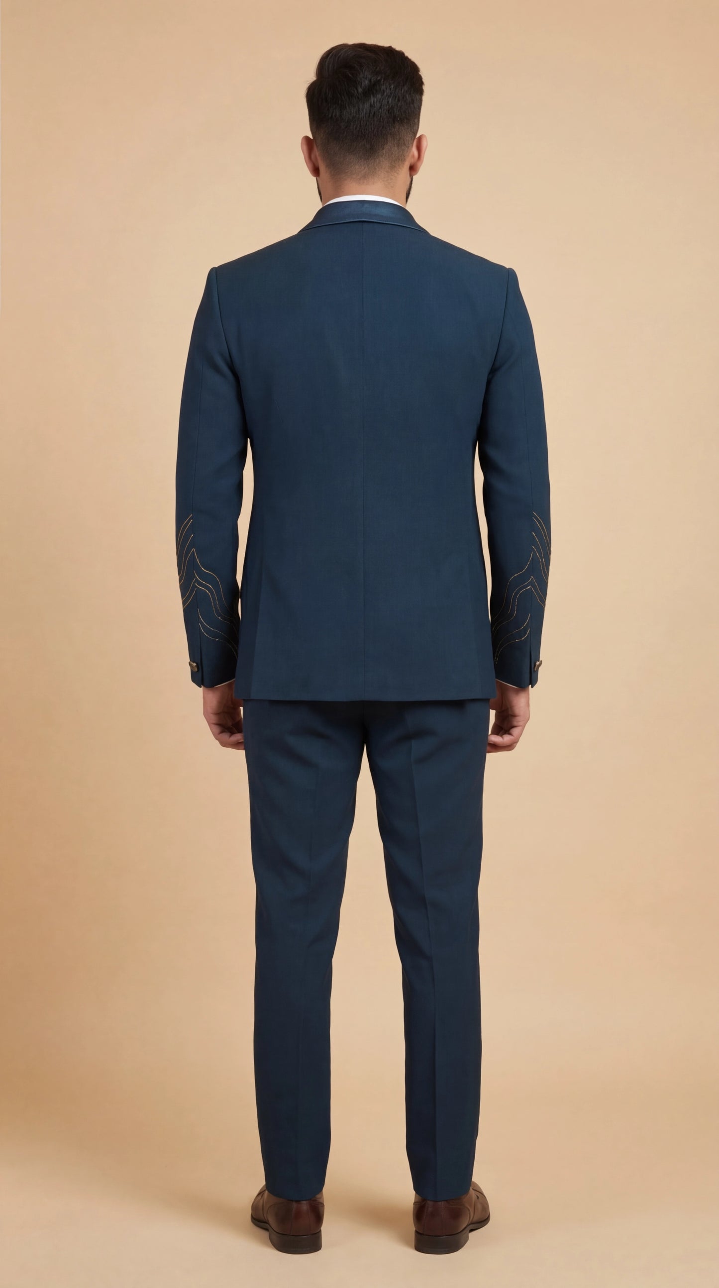 Men’s Navy Blue Embroidered Suit | Dresswala NX