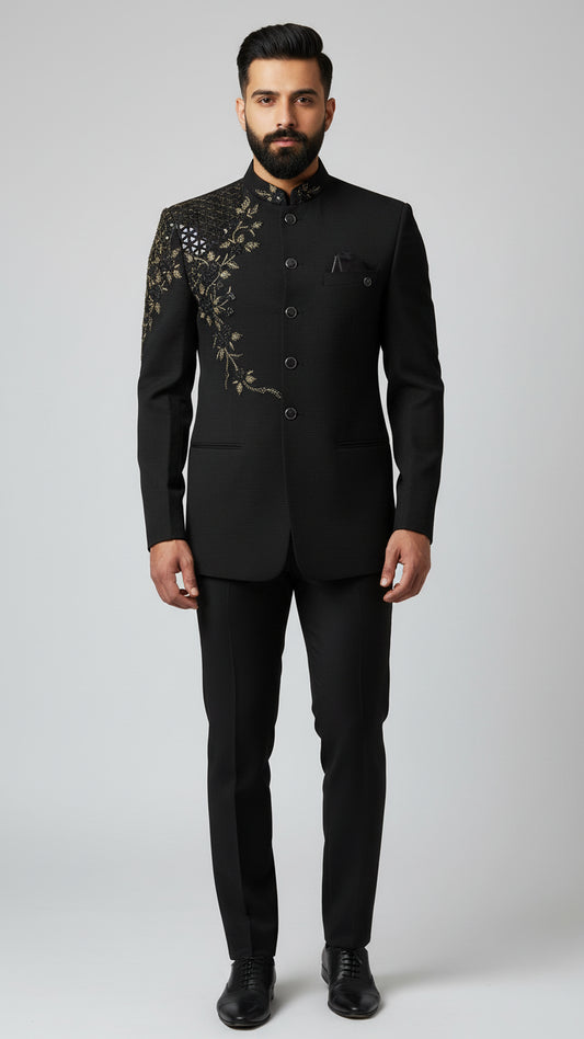 Designer Black Jodhpuri Bandhgala Set | Dresswala NX