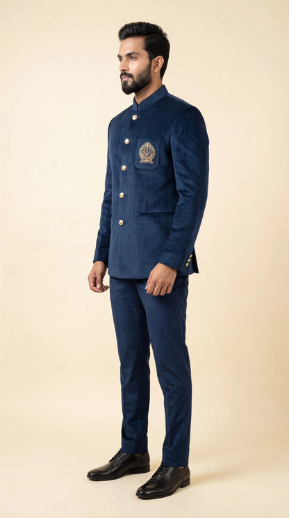 Royal Blue Jodhpuri Bandhgala Suit for Men | Dresswala NX