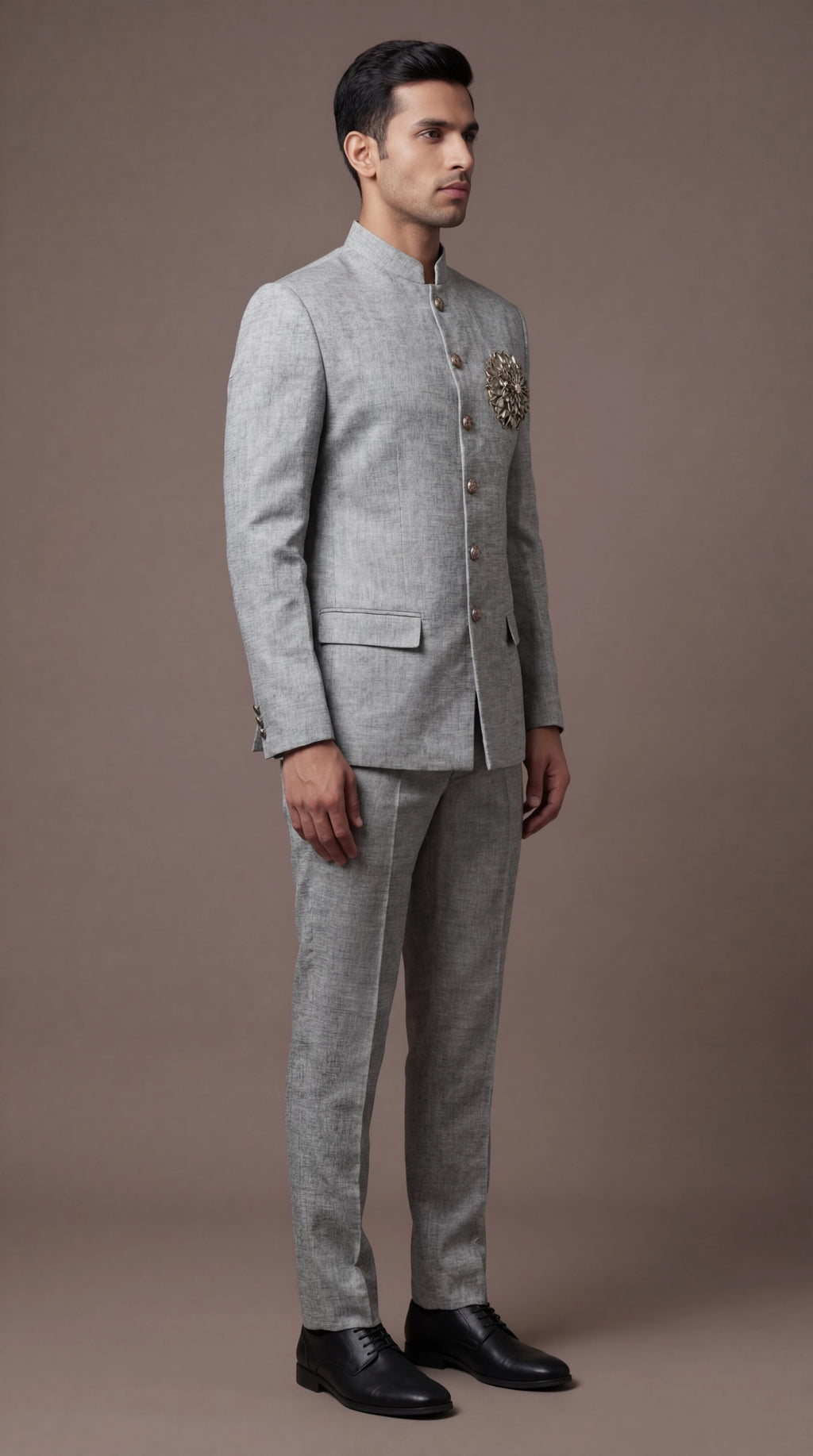 Steel Grey Bandhgala Suit for Men | Dresswala NX