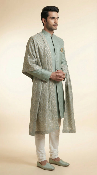 Sage Green Indo-Western for Men | Dresswala NX