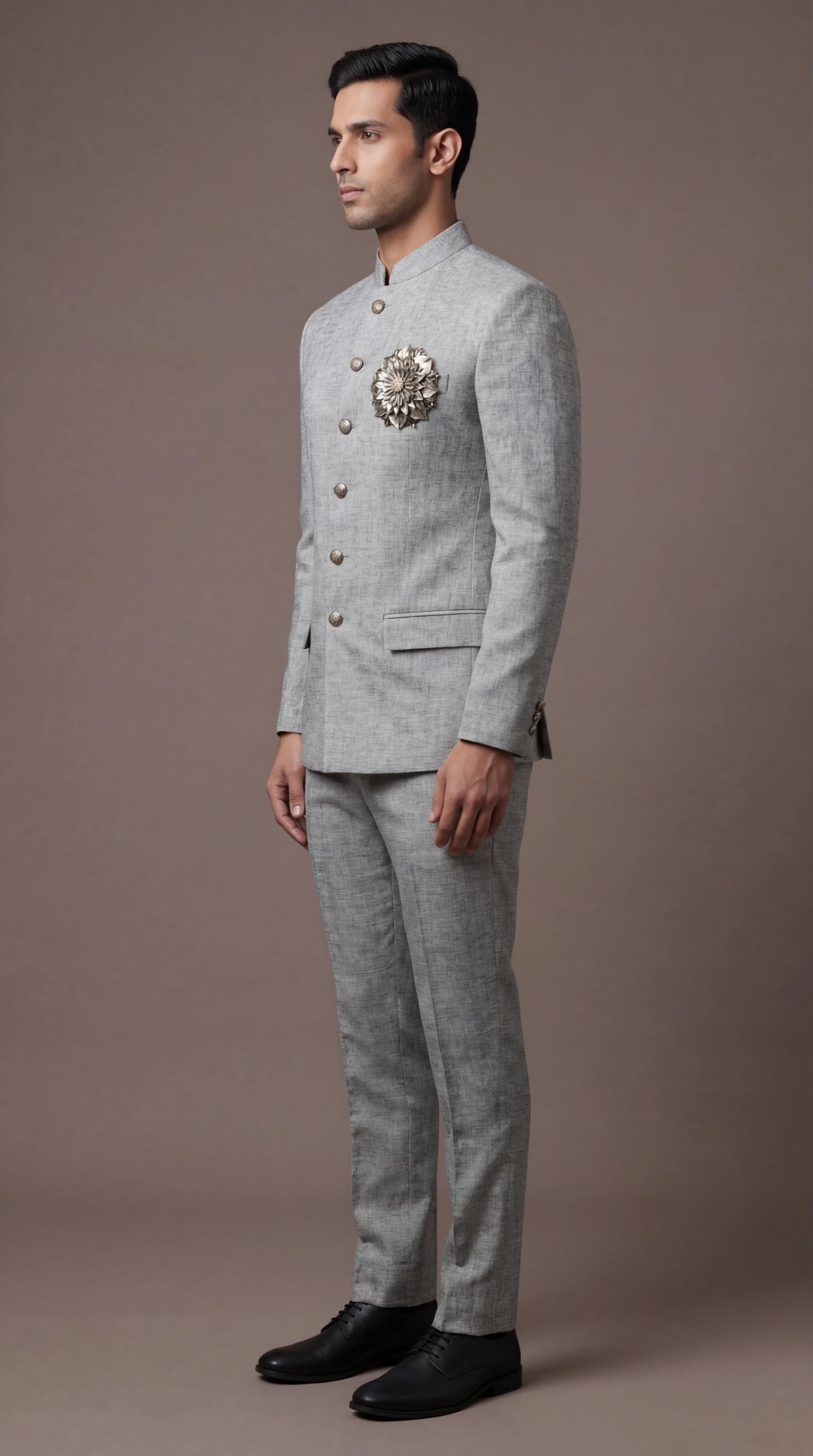 Steel Grey Bandhgala Suit for Men | Dresswala NX