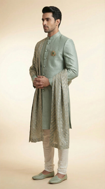 Sage Green Indo-Western for Men | Dresswala NX