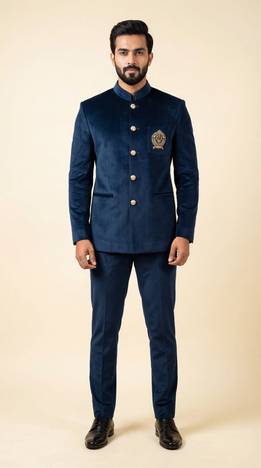 Royal Blue Jodhpuri Bandhgala Suit for Men | Dresswala NX