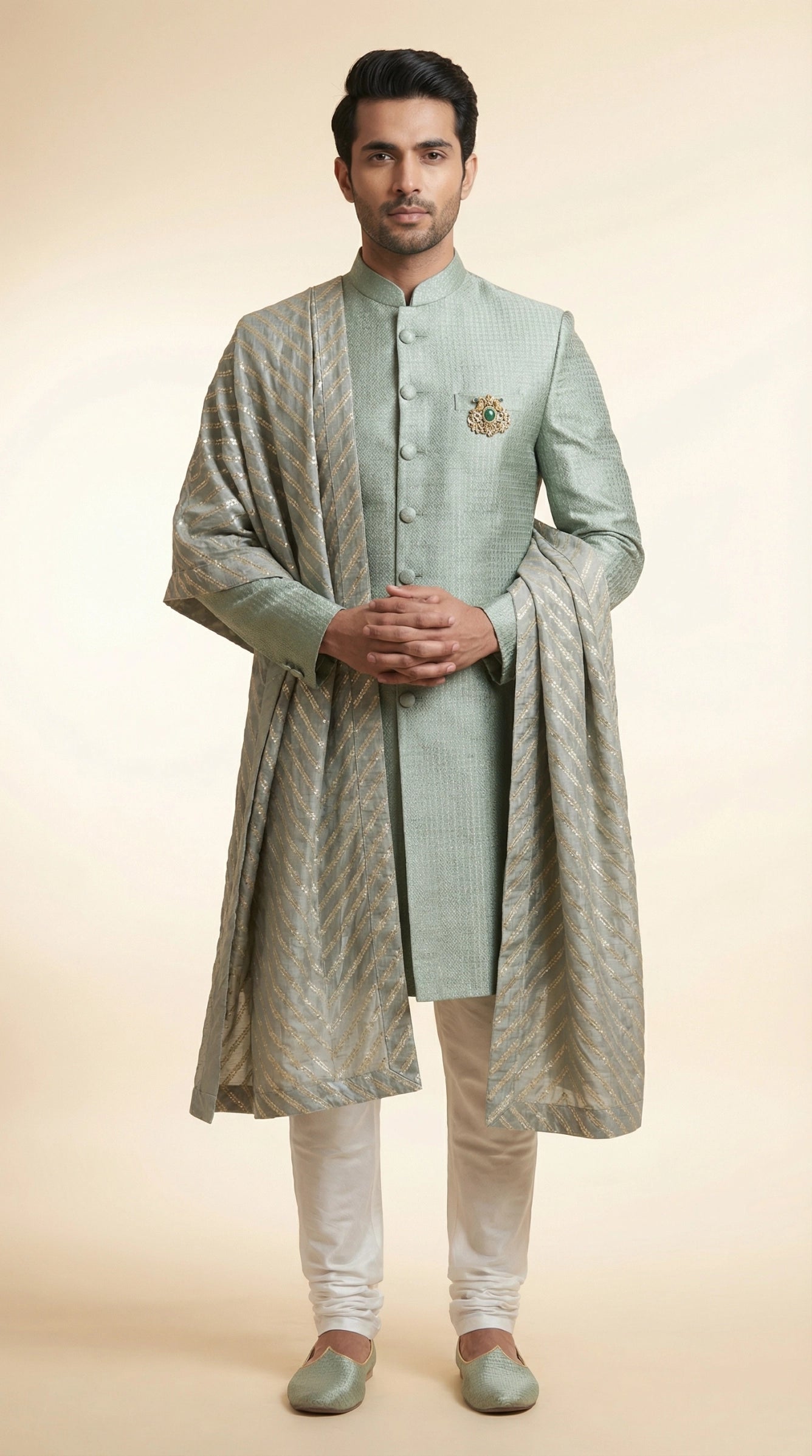 Sage Green Indo-Western for Men | Dresswala NX