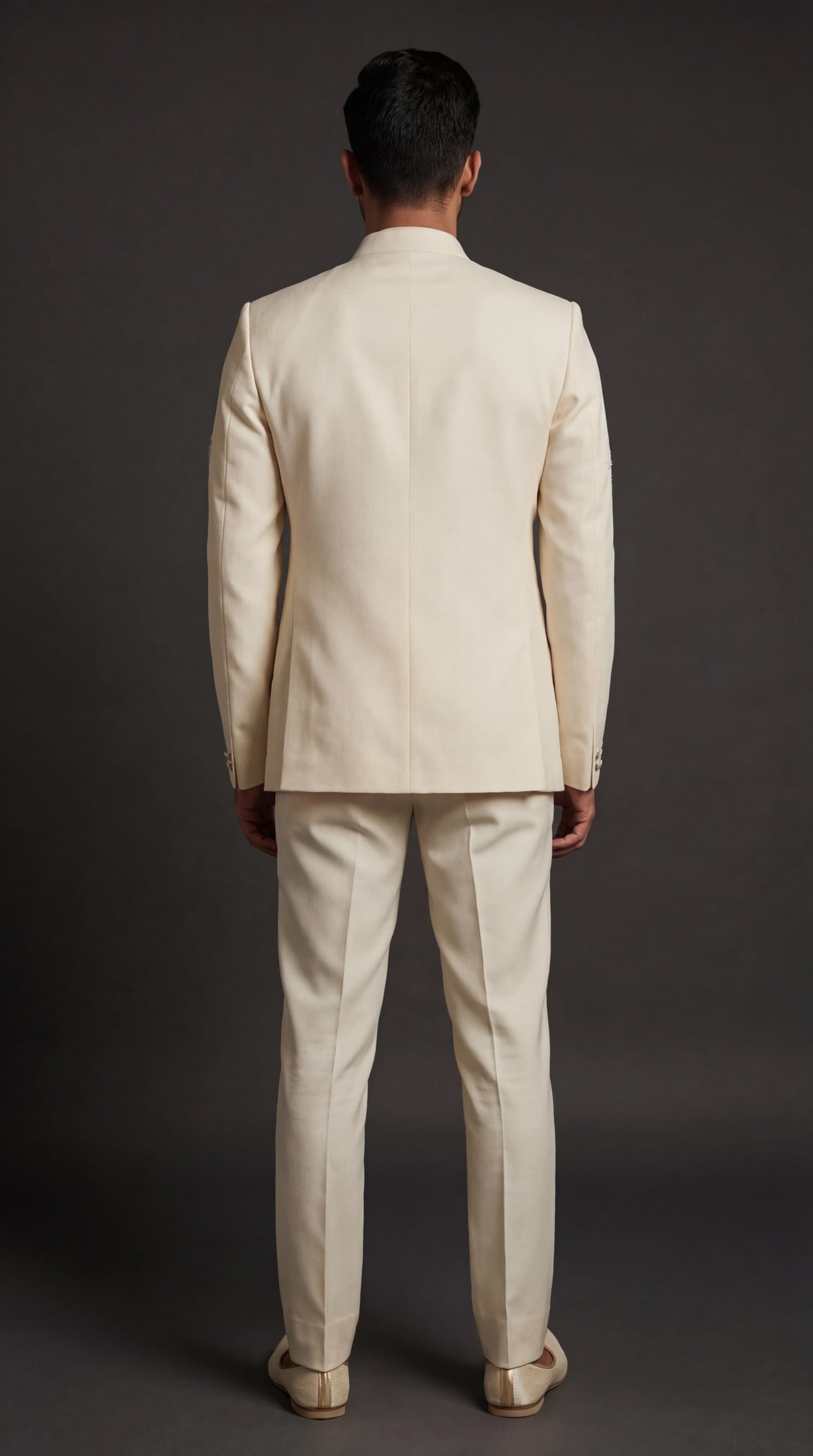 Men’s Ivory Embroidered Bandhgala Suit | Dresswala NX