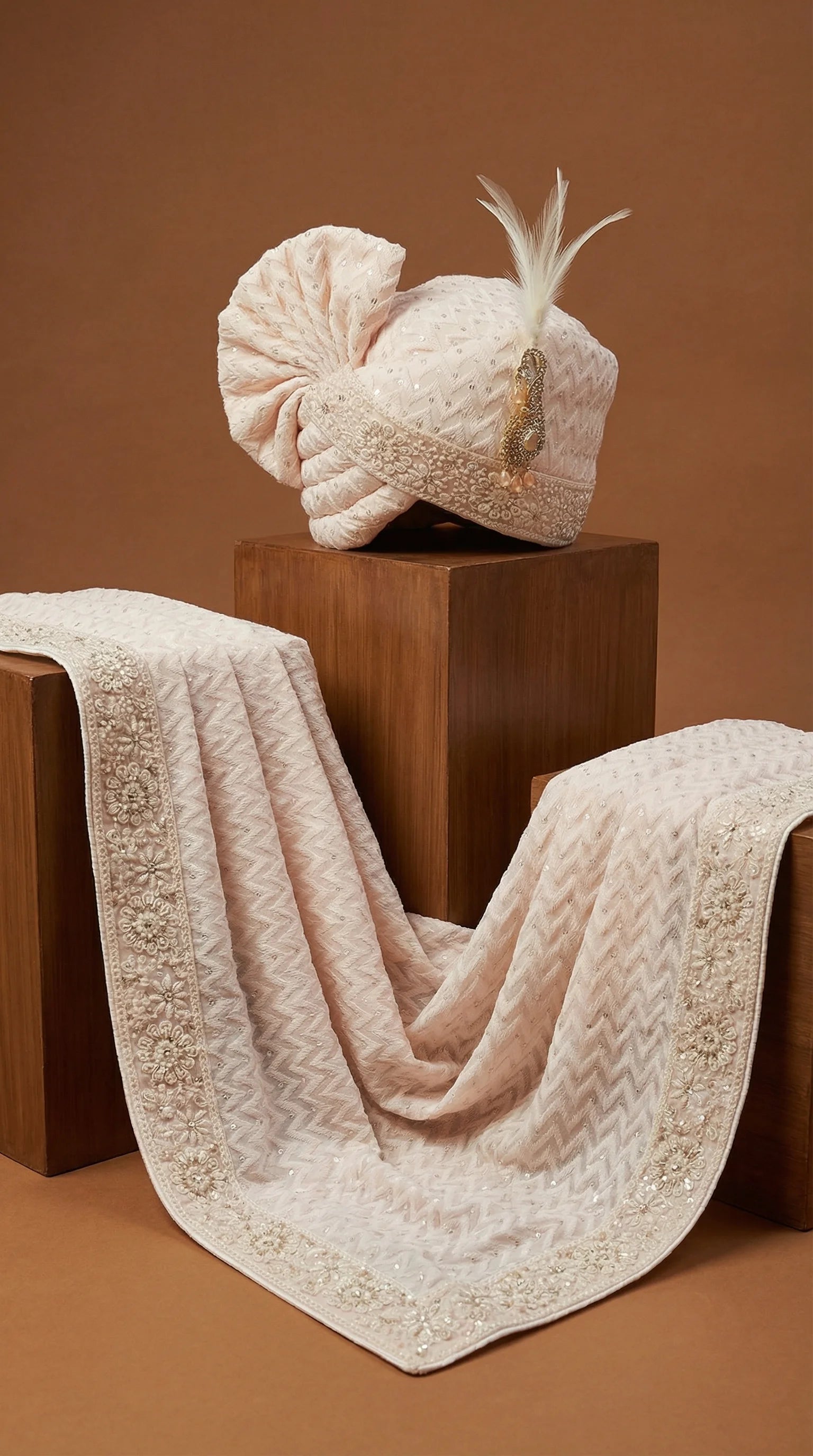 Blush Ivory Groom Safa for Men | Wedding Pagdi Set – Dresswala NX