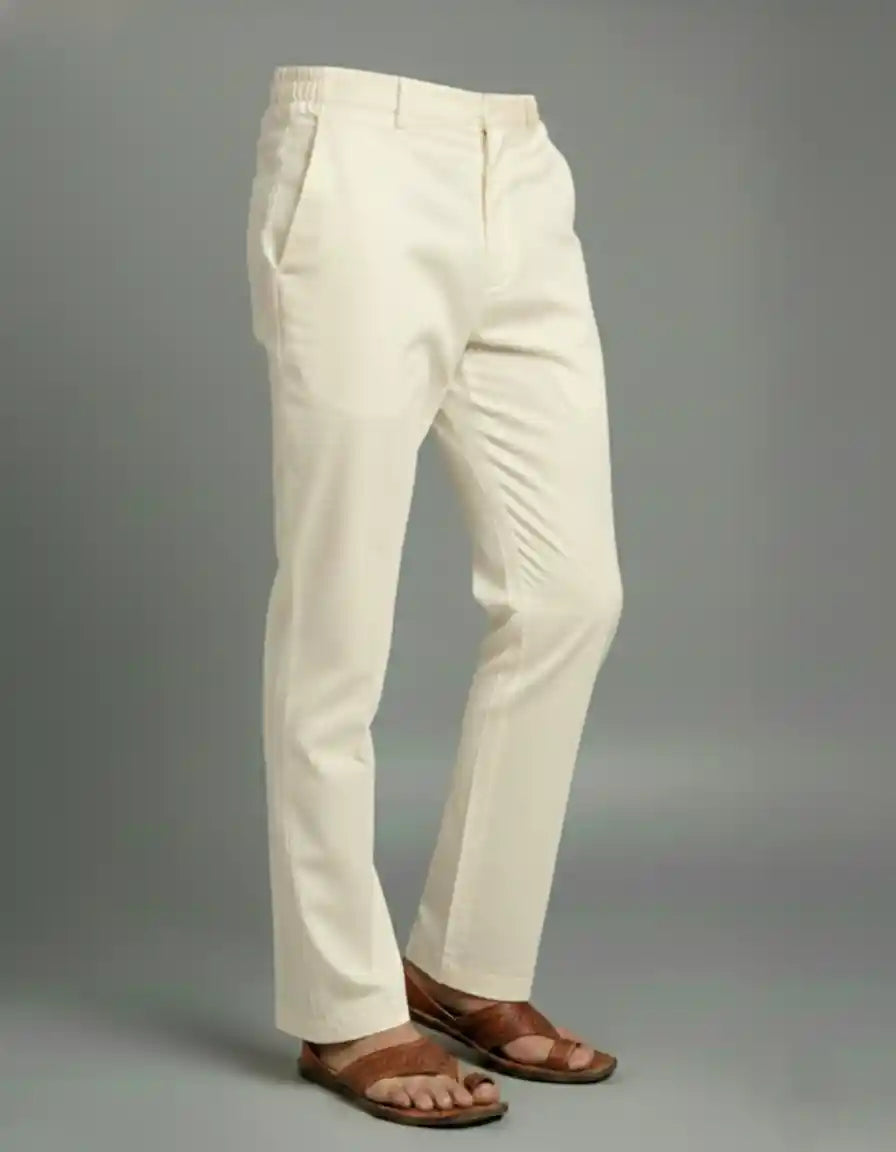 Off-White Bell-Bottom Pants (Flared Fit) for Men | Dresswala NX