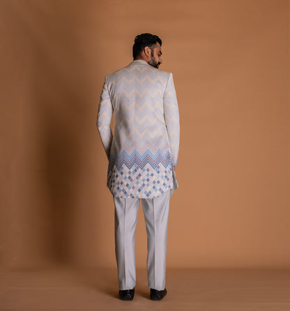 White Indo-western Kurta Set