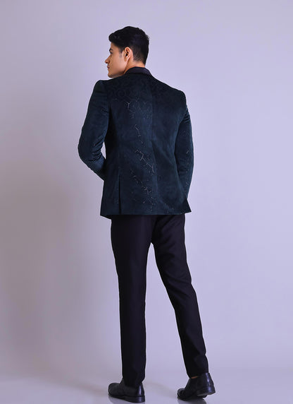 Velvety Peacock Blue and Violet Suit