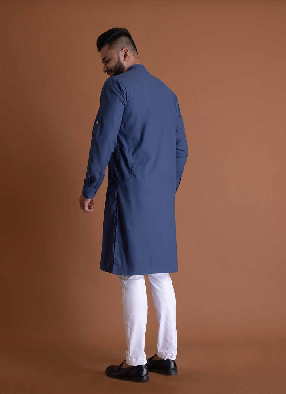 Solid Plain Navy Blue Kurta