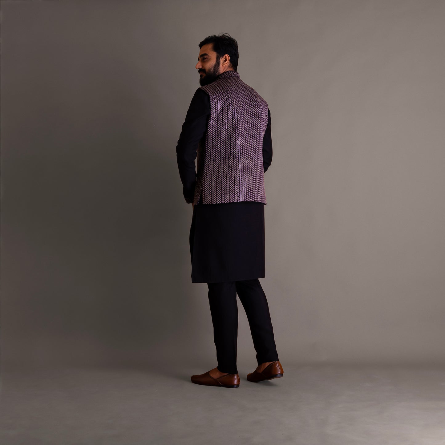 Black Kurta Jacket Combo