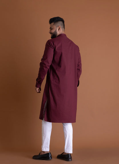 Solid Maroon Kurta