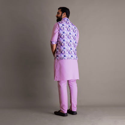 Cherry Lilac Blosson Kurta Jacket Set