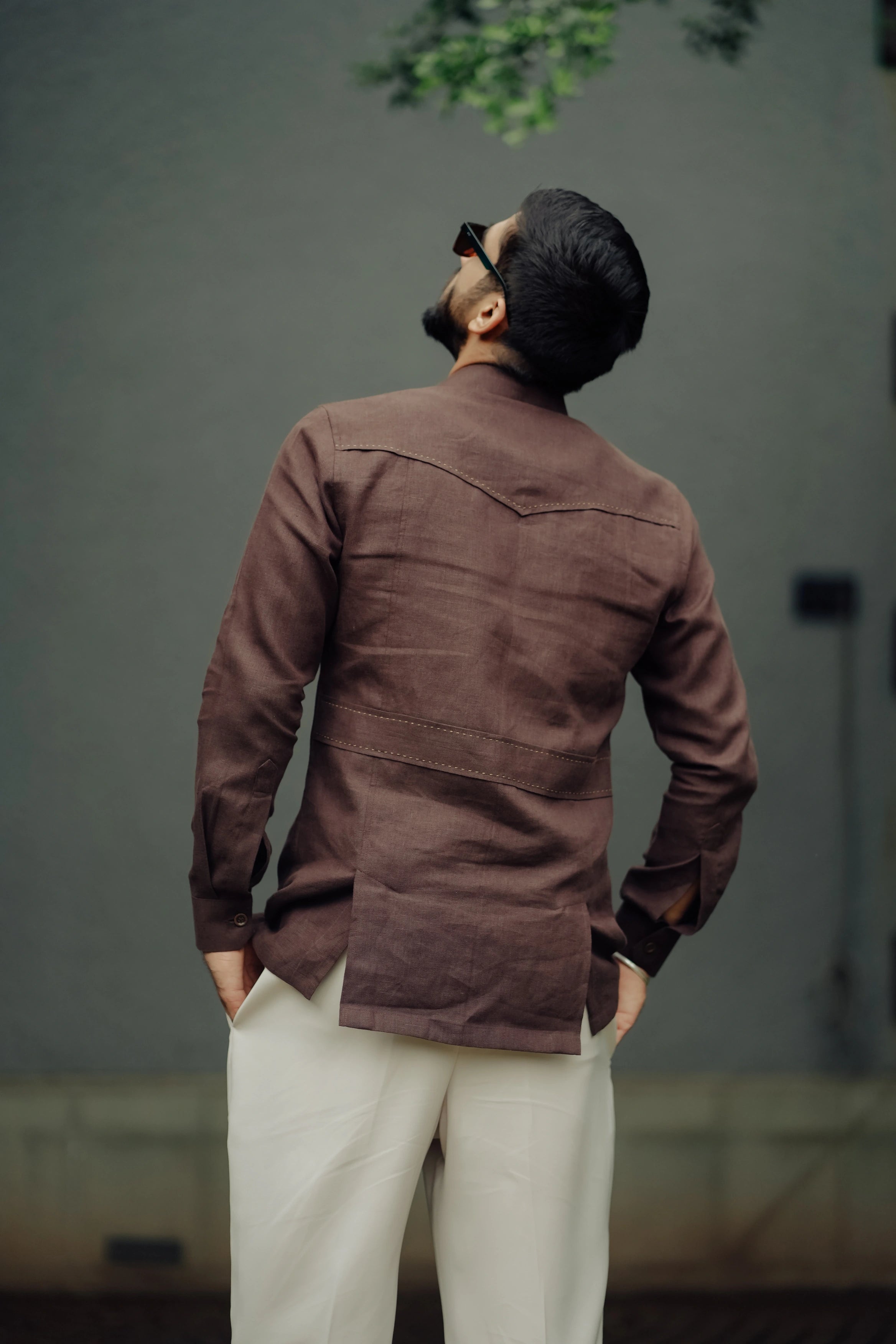 Classic Coffee Brown Safari Shirt for men