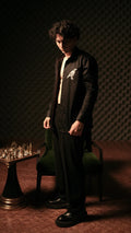 Midnight Onyx – Premium Black Shirt with Silver Falcon Embroidery