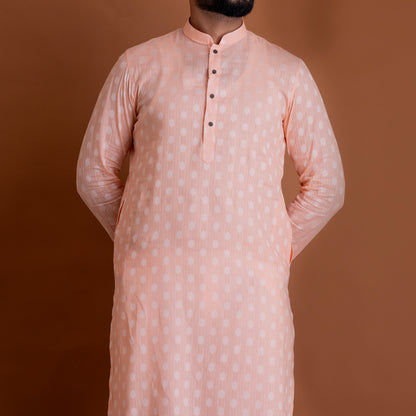 Basic Orange Kurta with white patterns