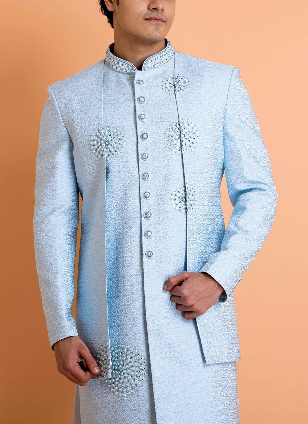 Ice-Blue Indowestern Set