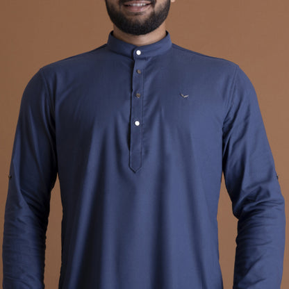 Solid Plain Navy Blue Kurta