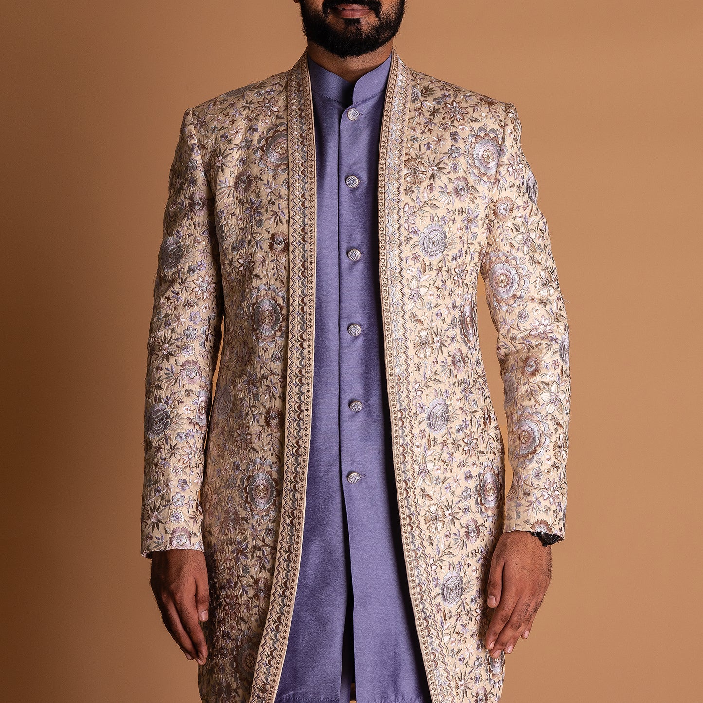 Purple Indo-western Kurta Set