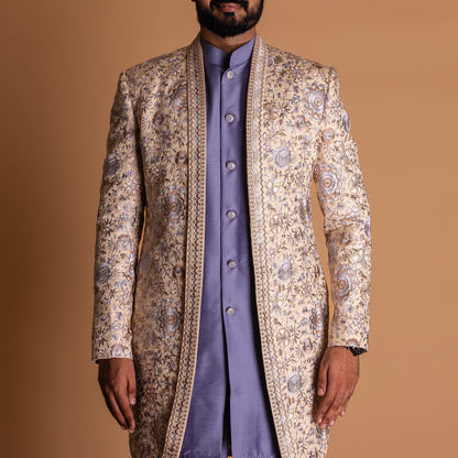 Purple Indo-western Kurta Set