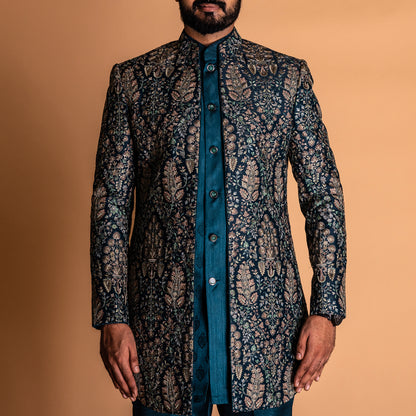 Navy Indo-western Kurta Set