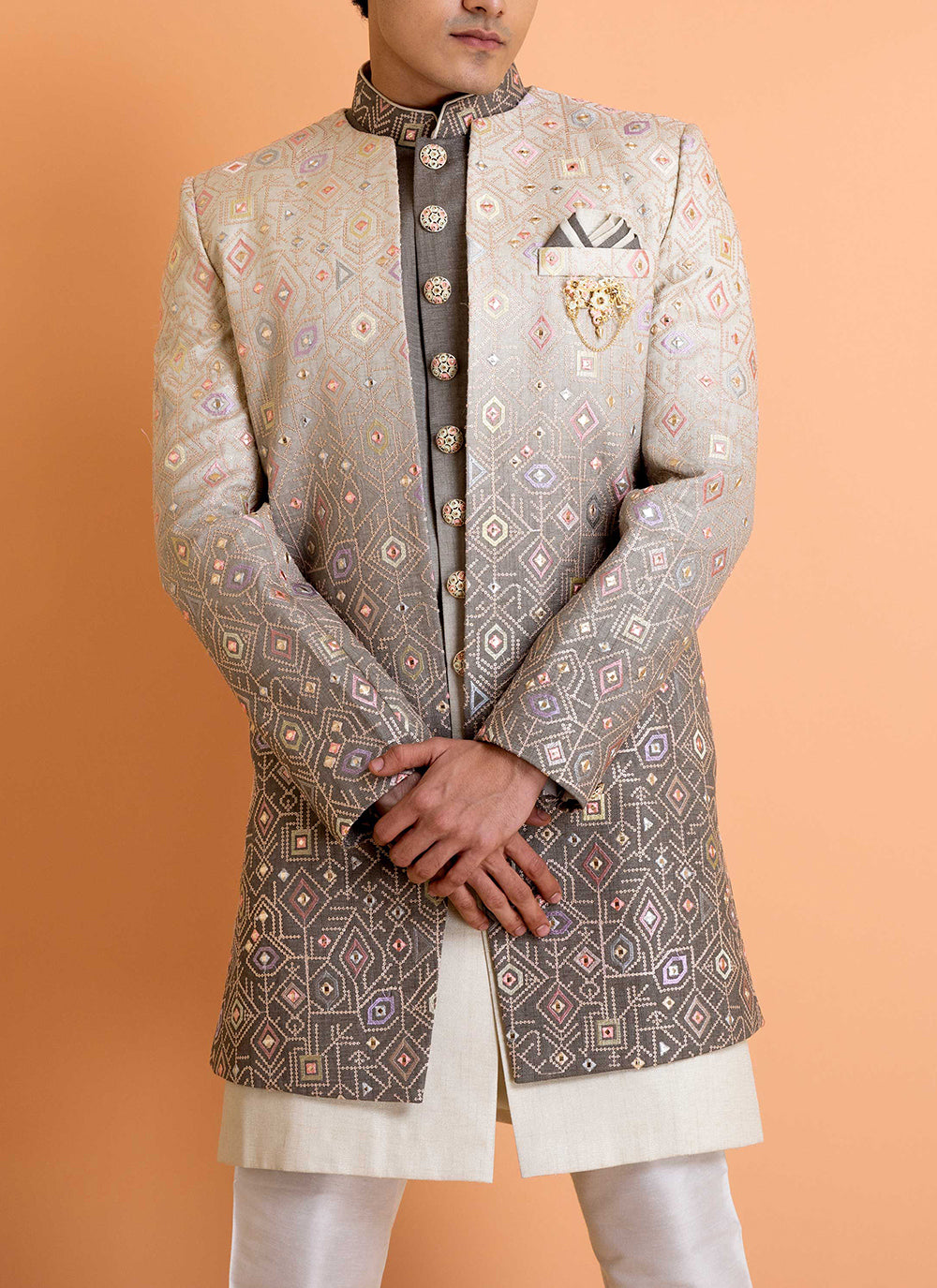 Three-Piece Achkan-style Indo-western