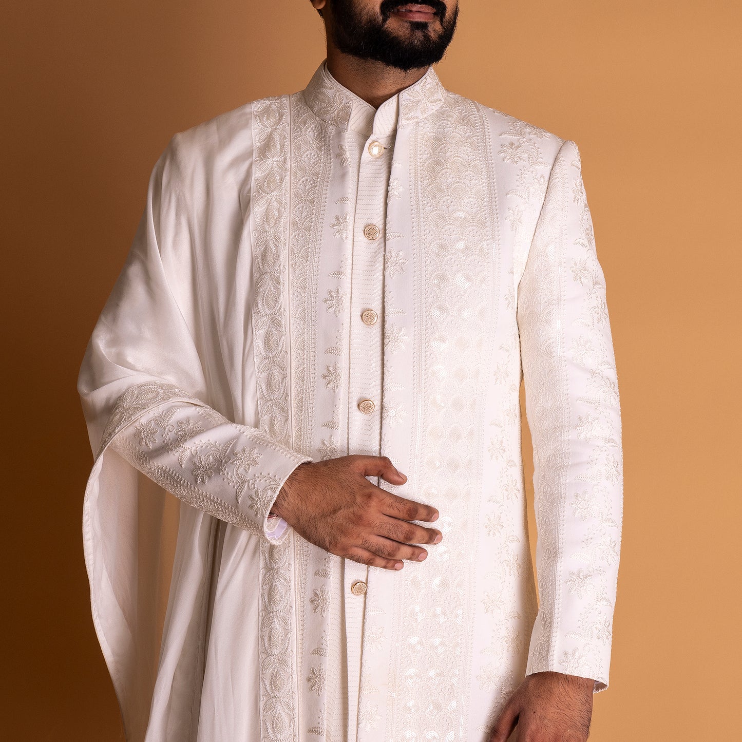 Classy White Indo-western Kurta set