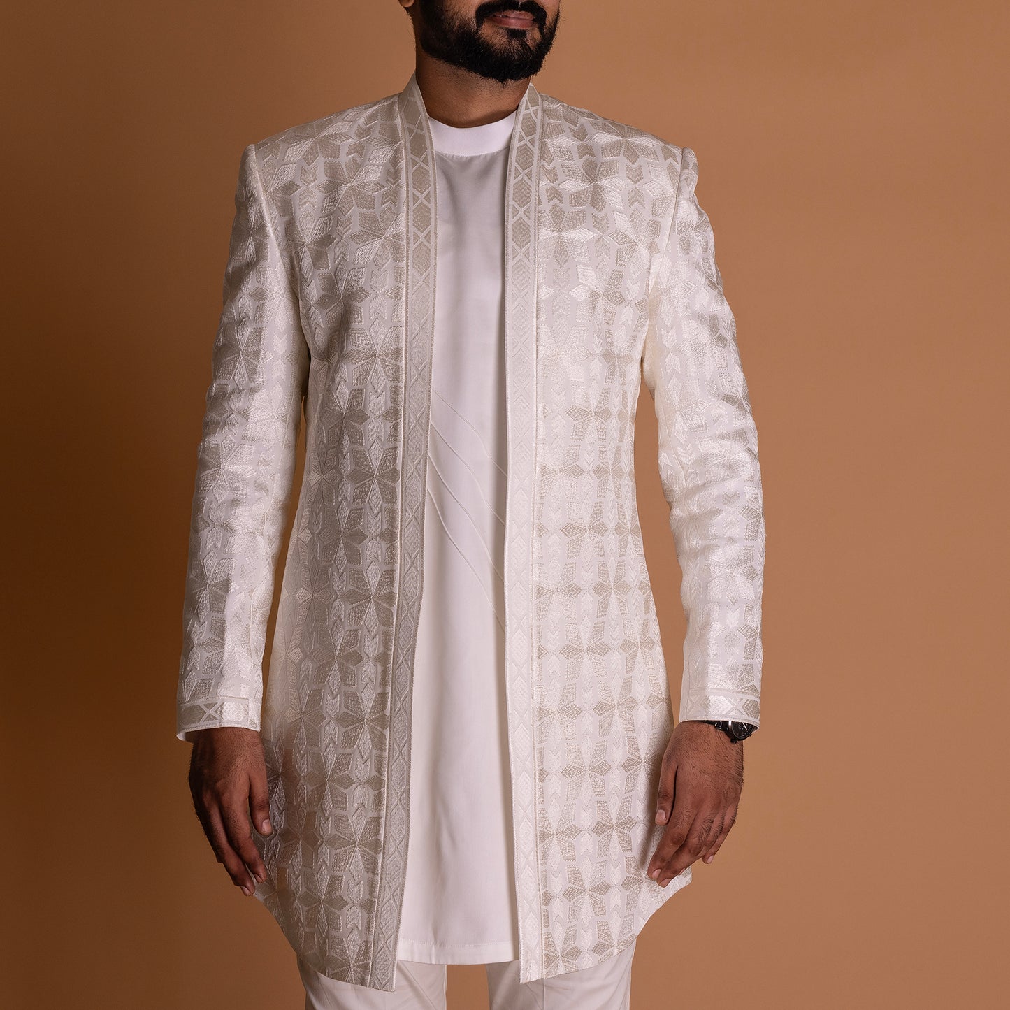 Bright White Indo-western Kurta Set