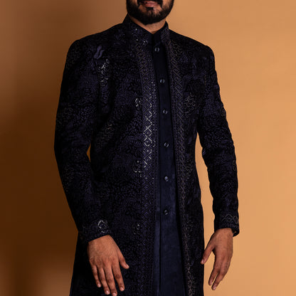 Royal Blue Indo-western Kurta set