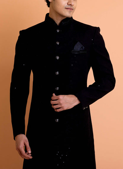 Black Velvet Indowestern with Zardosi work