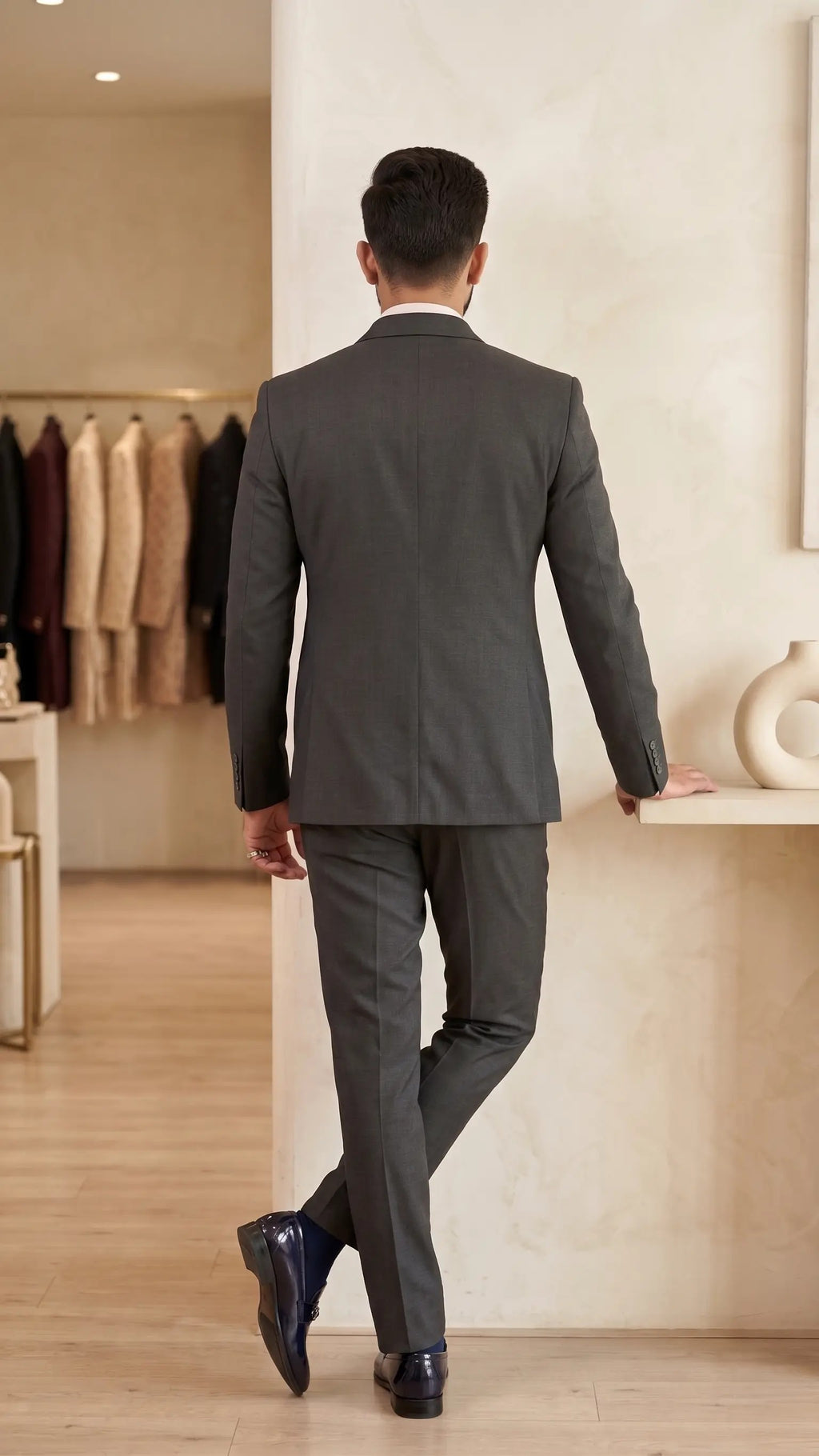 Charcoal Grey Italian-Cut Formal Suit