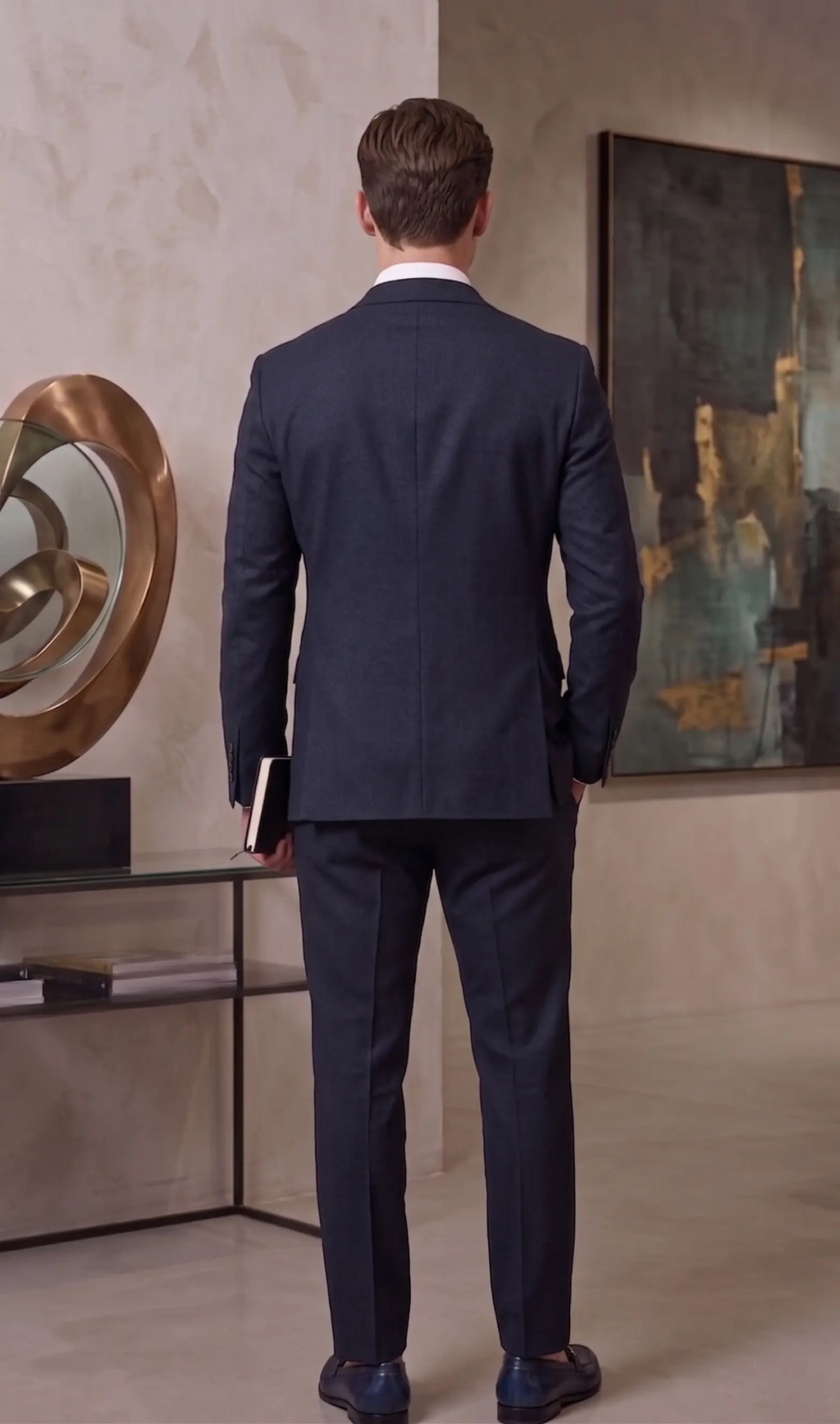 Men's Deep Navy Textured Two Piece Formal Suit