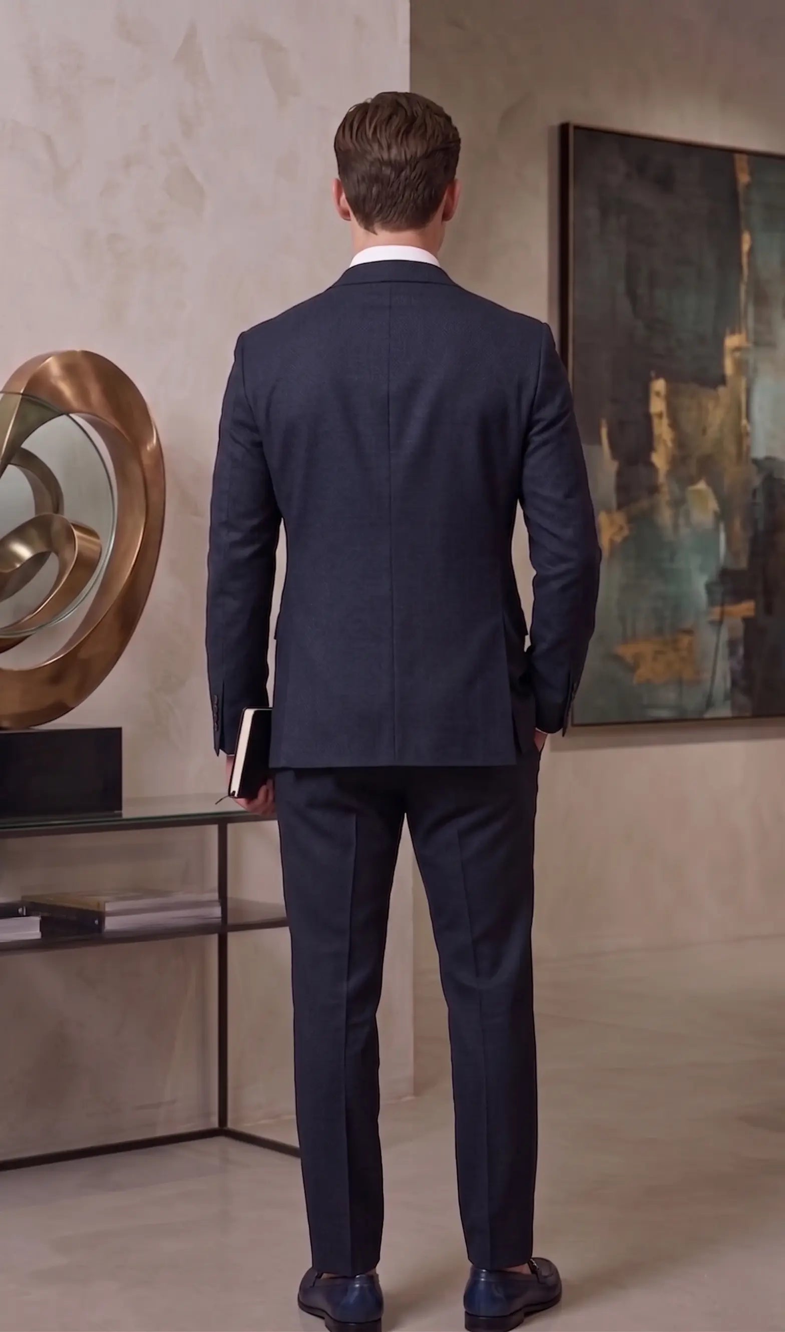 Men's Deep Navy Textured Two Piece Formal Suit