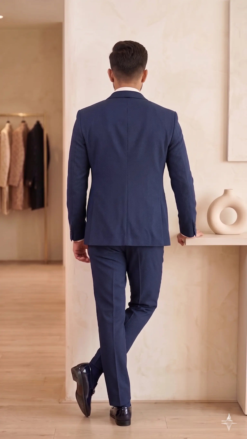 Men's Midnight Navy Textured Two-Piece Suit