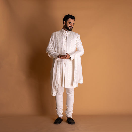 Classy White Indo-western Kurta set