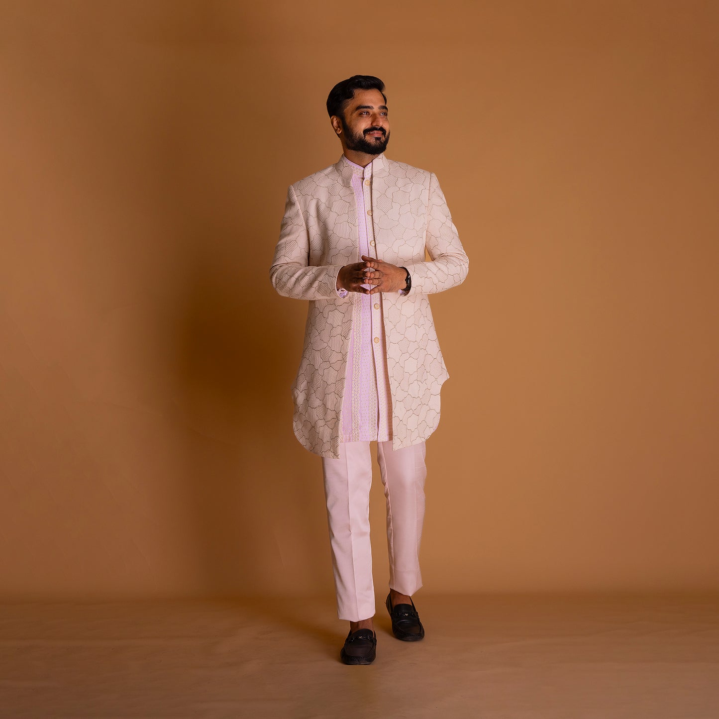 Men’s Peach Indo-western Kurta set