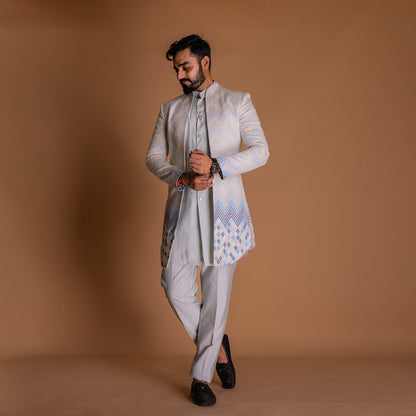 White Indo-western Kurta Set