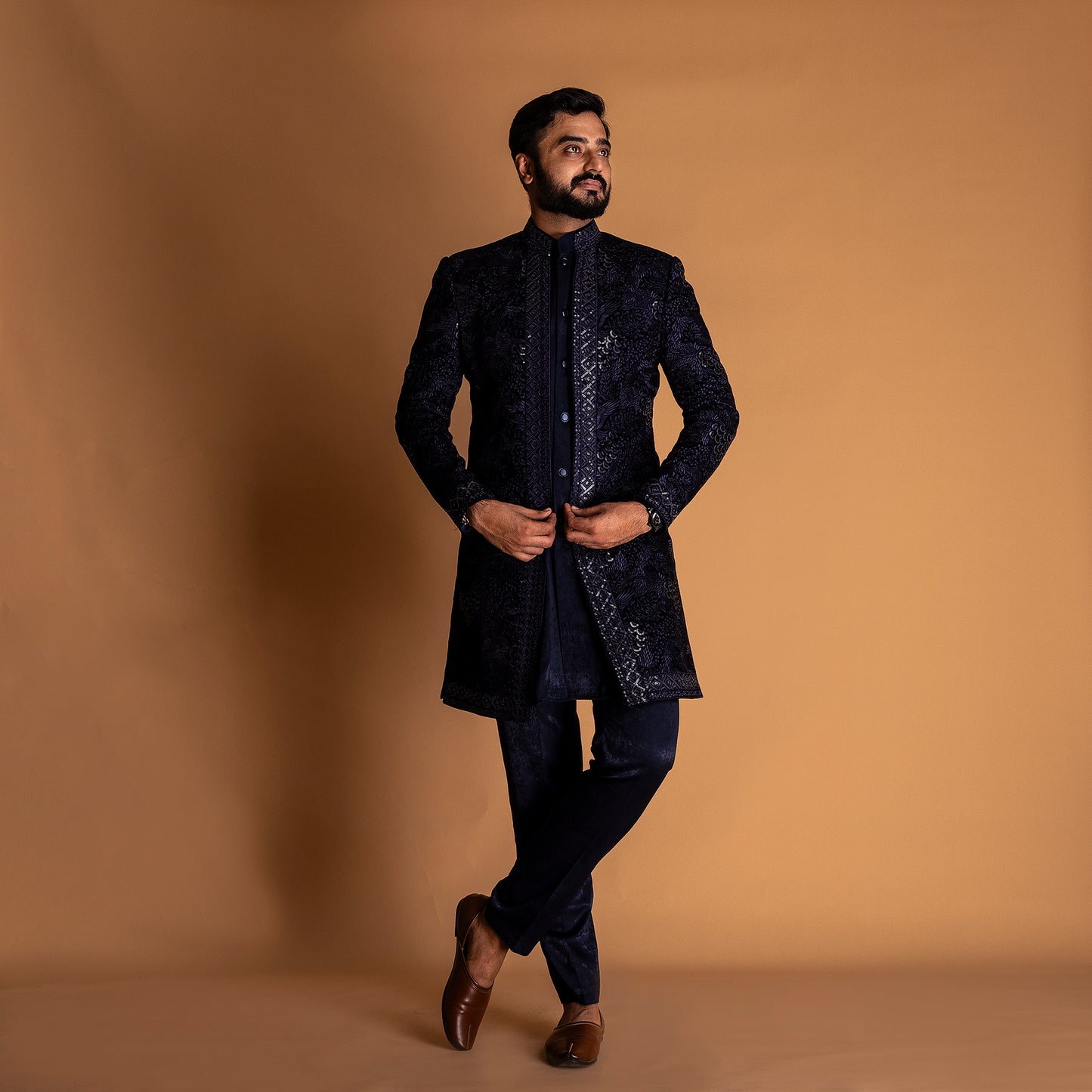 Royal Blue Indo-western Kurta set