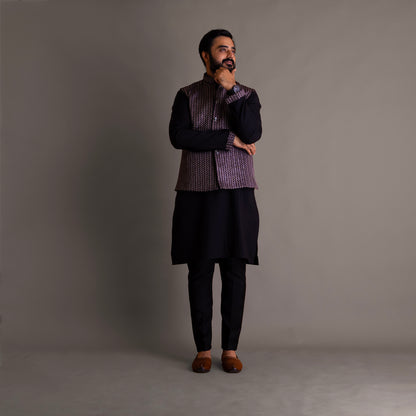 Black Kurta Jacket Combo