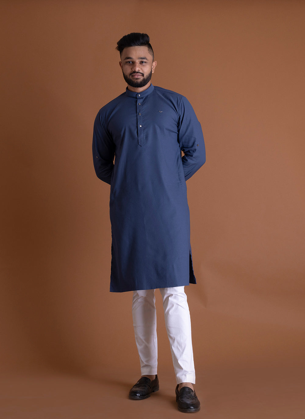 Solid Plain Navy Blue Kurta