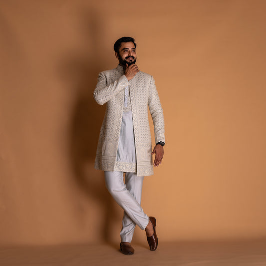 Elegant Light Blue Indo-western Kurta set