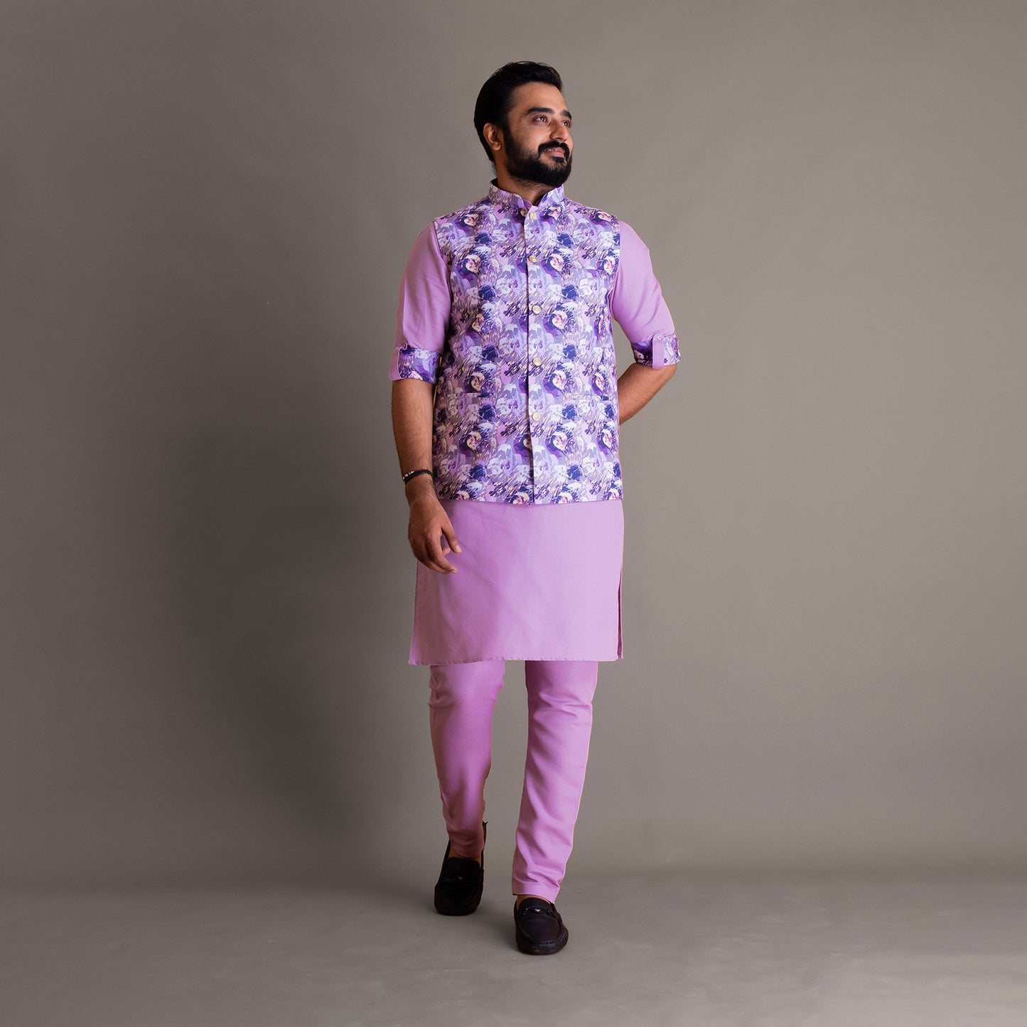 Cherry Lilac Blosson Kurta Jacket Set